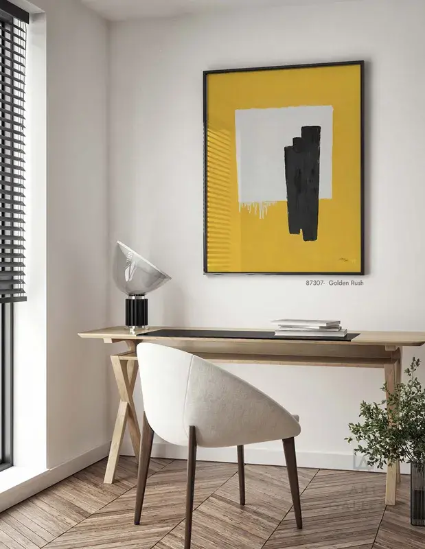 Cuadro abstracto amarillo moderno